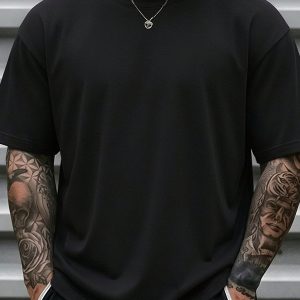 Men's Summer Solid Color Oversized Crew Neck Short Sleeve T-Shirt
